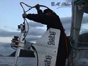 Underwater Cameras go over the side of the Deepscan search boat